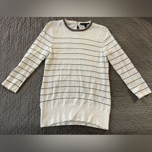 White House Black Market Beaded Embellished Striped Long Sleeve Blouse Medium